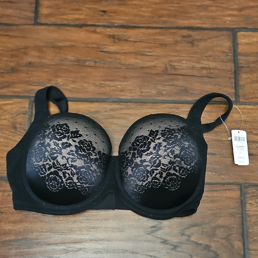 Curvy Couture Black Lace Bra 34G
